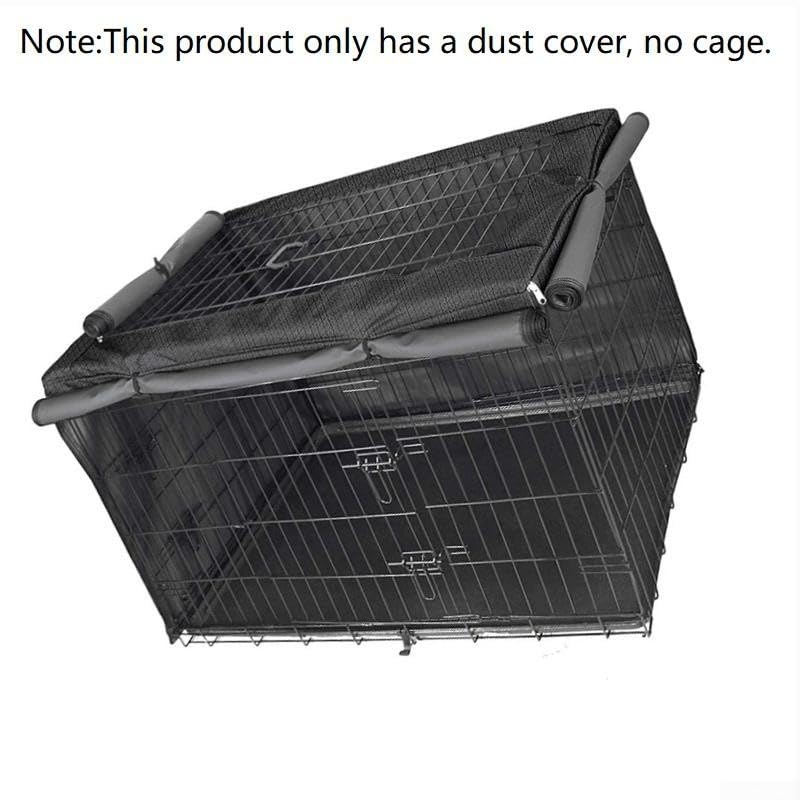 Cubierta antipolvo para jaula de perro, tela Oxford 420D, poliéster negro, cubierta de privacidad para perrera (125 × 77 × 81 cm)