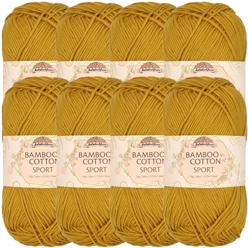 Image of JubileeYarn Bamboo Cotton Sport Yarn - 50g /Skein - Goldenrod - 8 Skeins