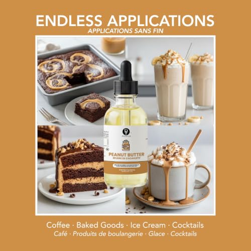 Image of Dolce Flav Peanut Butter Flavoring - Rich, Creamy Roasted Nut Taste | 2 oz Concentrated Extract for Baking, Desserts, Drinks & Protein Shakes | Graduated Dropper Included | Water-Soluble | Kosher | Made in USA
