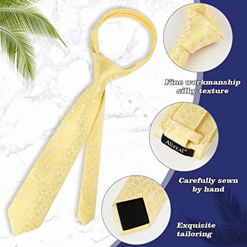 Image of Alizeal Mens 3.15inches Exquisite Floral Tie with Small Flower Printed Pocket Square