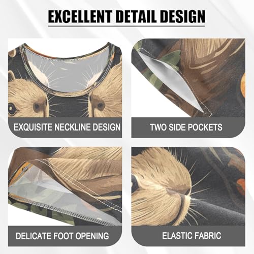 Pajama Sets Short Sleeve Animals Swimming with Oranges Soft Cotton Summer Sleepwear 2 Piece PJS Size 5-14T3