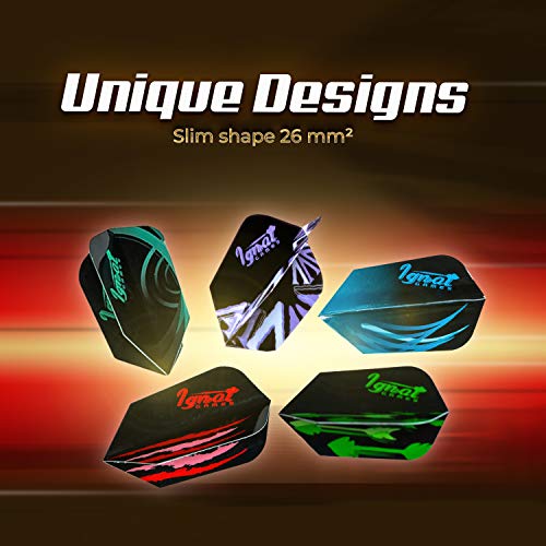 Ignatgames Dart Flights And Accessories - Sets Of 30 Different Shape Darts Flights And 6 Flights Protectors, Darts Accessories Kit #TOP2