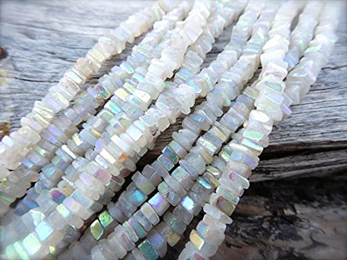 Perles pierre de lune mystique carrées LKBEADS 5mm pour création bijoux