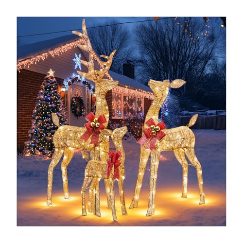 3 Stück Rentier Beleuchtet Aussen,Große Weihnachtsdekoration für...