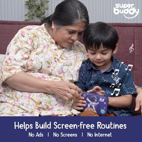 Image of TARBULL SuperBuddy Kids Screen Free Audio Speaker, 550+ Stories, Rhymes & Mantras Preloaded, Musical Toy with Content Upgrade & Bluetooth, Birthday Gift for Boys & Girls 3 to 10 Years (Space)