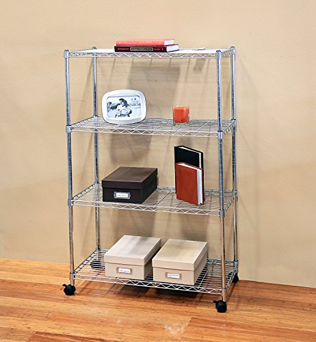 Seville Classics 4-Tier Steel Wire Shelving with Wheels, 30