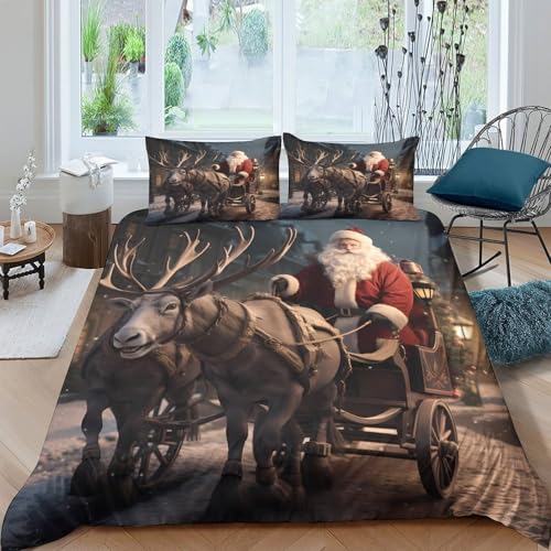 Housse de couette Père Noël 135x200 en microfibres pour lit enfant