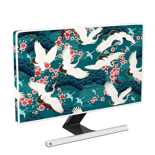 Image of Red-Crowned Crane Waterproof Screen TV Cover 40, 41, 42,43 Inch Japanese Style Chinese Style Television Screen Cover Landscape Painting Anti-Static Dustproof Protective for LED LCD OLED TVs