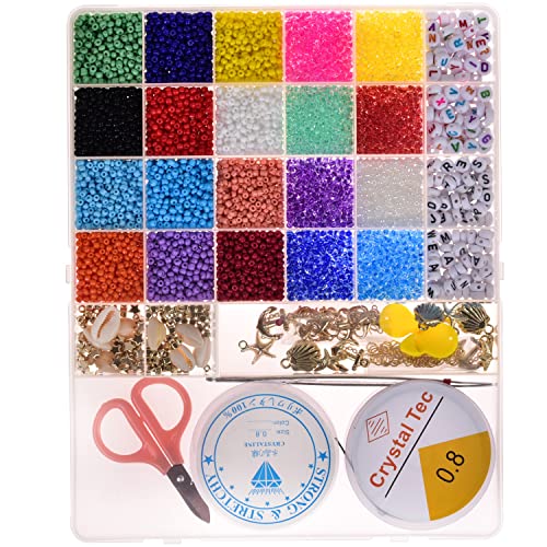 FmyZwh Rice Beads for Jewelry Making Kit 20 Color Letter Beads Shell DIY Bracelet OrnamentsStarfish Pendant Handmade Boxed Set for Girls Handmade Gift
