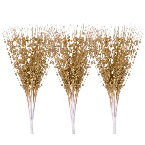Joiedomi 24 Stück Weihnachtsbaum Beerenstiel (Champagner), dekorative Perlenstäbe, glitzernde Zweige für Weihnachtsbaum, kleine Vase… – Ansicht 1