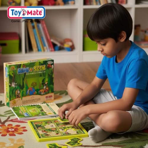 Image of toymate Hide N Seek Jungle Puzzle Game for Kids (5+ Years) | 48 Brain Teasing Challenges | Logic & Problem Solving Educational Toy | Single Player Travel Puzzle Game