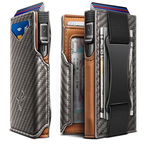 Image of BULLIANT Men Slim Leather Wallet Metal Case Money Clip-Magnetic Closure