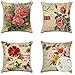 JOTOM Wodoszczelna poszewka na poduszkę, do użytku na zewnątrz, wodoodporna, dekoracyjna poszewka na poduszkę, na sofę, do salonu, na balkon, do ogrodu, 45 x 45 cm, styl vintage, kwiaty