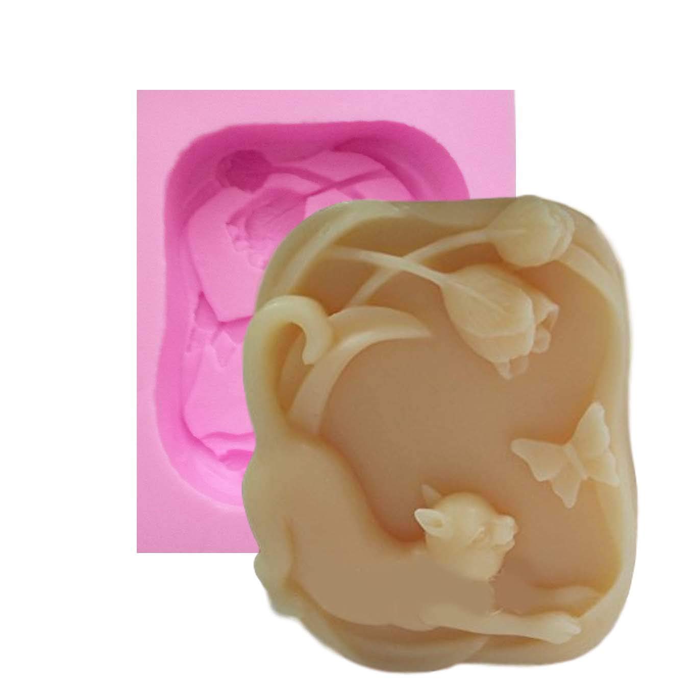 [Jamais jardin] moule en silicone chat et papillons de chat / arôme / handmade soap / argile de resine / resine / moule en silicone haute Stone / die-cut Type / outil de kit