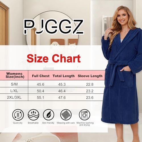 Image of PJGGZ Hooded Bathrobes for Women, Soft Long Towel Robes for Women - Quick Dry yet Warm