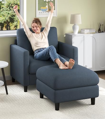 Image of Welzona Sofa Accent Chair with Ottoman, 33 inch Teddy Reading Chair and Ottoman