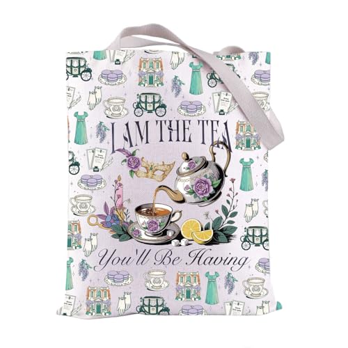 FEELMEM Bolsa de hombro inspirada en la película británica I Am The Tea You Will Be Have Tea House para fanáticos de programas de televisión amantes del té, beige