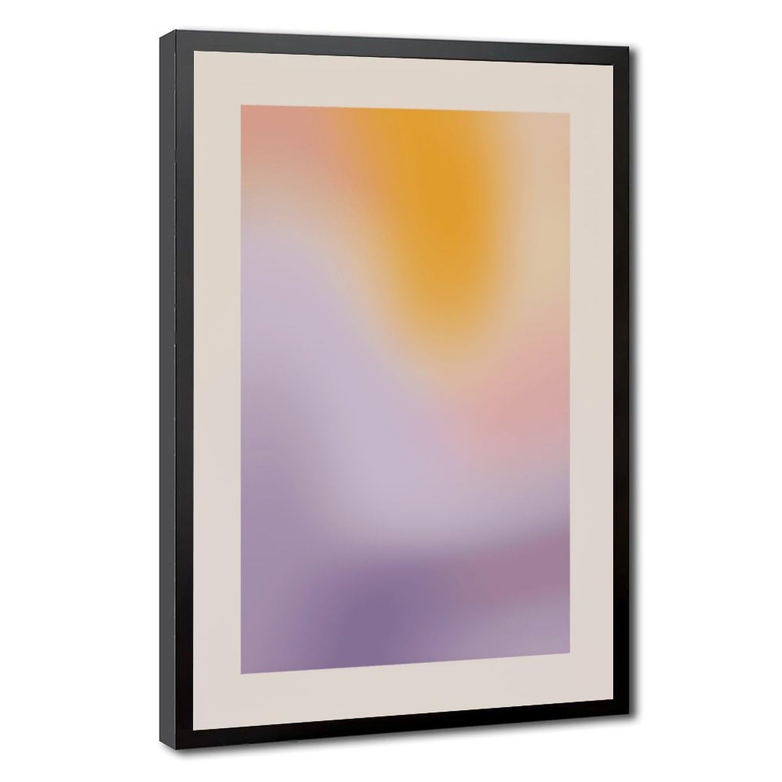 Zguols Warm Peach And Violet Gradient Abstract And Minimalist Poster Canvas Poster Bedroom Decor Sports Landscape Office Room Decor Gift Black Frame 24" L X 36" W
