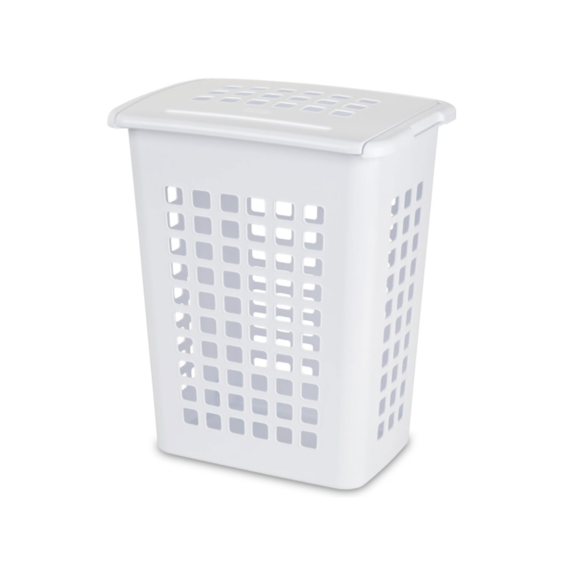 Sterilite 4-Pack LiftTop Laundry Hamper for Clothes Tall and Rectangular Plastic Basket with Lid White - Large and