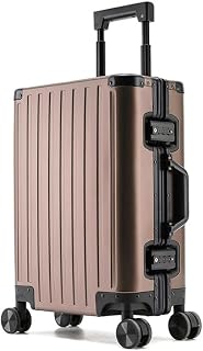 24 Inch Carry On Luggage Spinner,Aluminum-Magnesium Alloy Hardside Suitcase,TSA Lock, Silent 360° Wheels,Airline Approved Lightweight Check In Luggage for Business Travel (Dark coffee brown, 26inch)