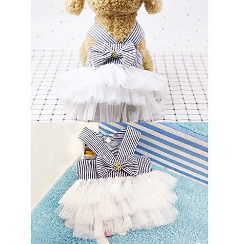 Vanvene Pet Dog Dresses, Striped Mesh Puppy Dog Vest Tutu Princess Dress Skirt With Bowknot For Small Breed Dogs Cats Doggy Apparel Supplies(Black S) #TOP2