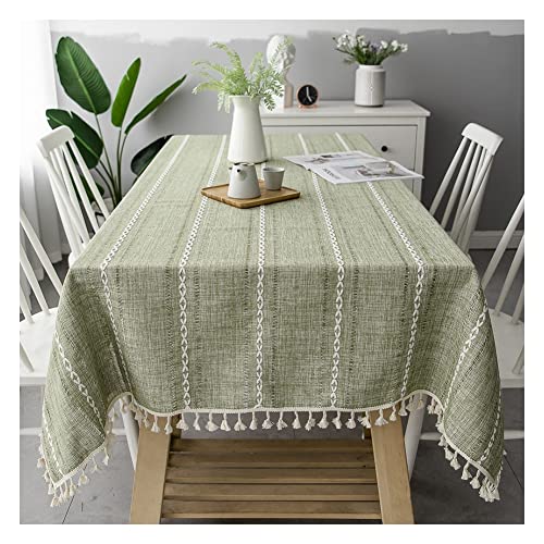Nappe coton lin sans rides verte, couverture de table rectangulaire chic - 2