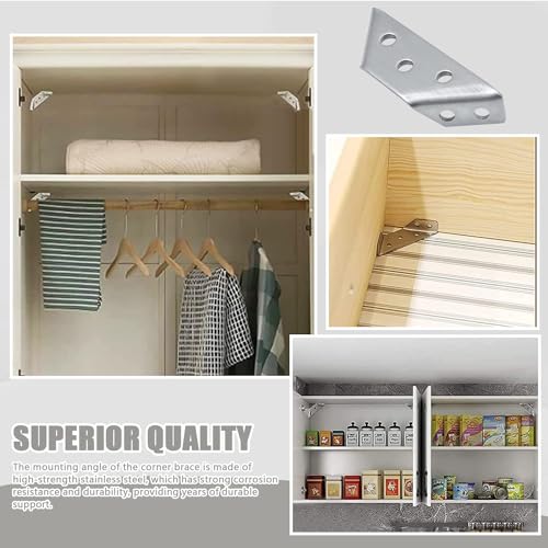 14 Pack Stainless Steel Corner Brackets with 100 Screws,Universal Stainless Steel Corner Connectors, Corner Bracket, Corner Braces for Wood, Furniture,Chair,Drawer,Cabinet