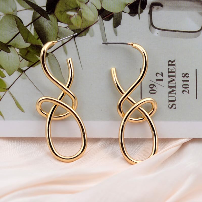 Knot Earrings For Women, 14k Gold Plated Earring Like Music Notation Metallic Design Statement Western Jewelry Gift4