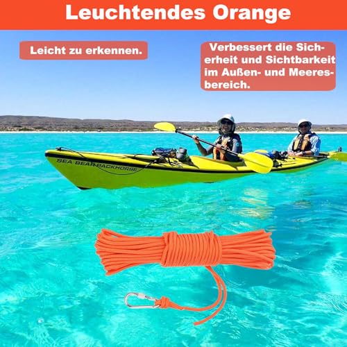 BeGrit 6mm Bootsseil 10m Polypropylen Seil Boot Fenderleine Orange Ankerleine Kajak Festmacher Tauwerk für Bootsport Camping Fischen Wandern