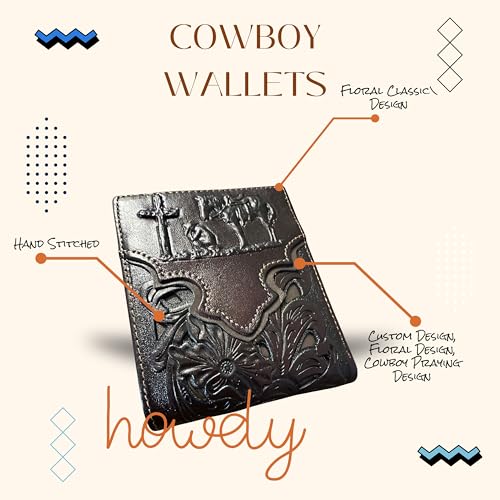 Men’s Short Leather Wallet – Embossed Cowboy Praying at Cross with Laser Cut Design – Christian Western Bifold Wallet for Ranchers, Cowboys & Faith-Based Gifts4