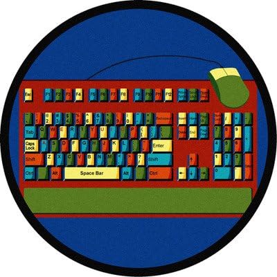Joy Carpets Keyboard Connection Rug, Multi, 5'4" Round