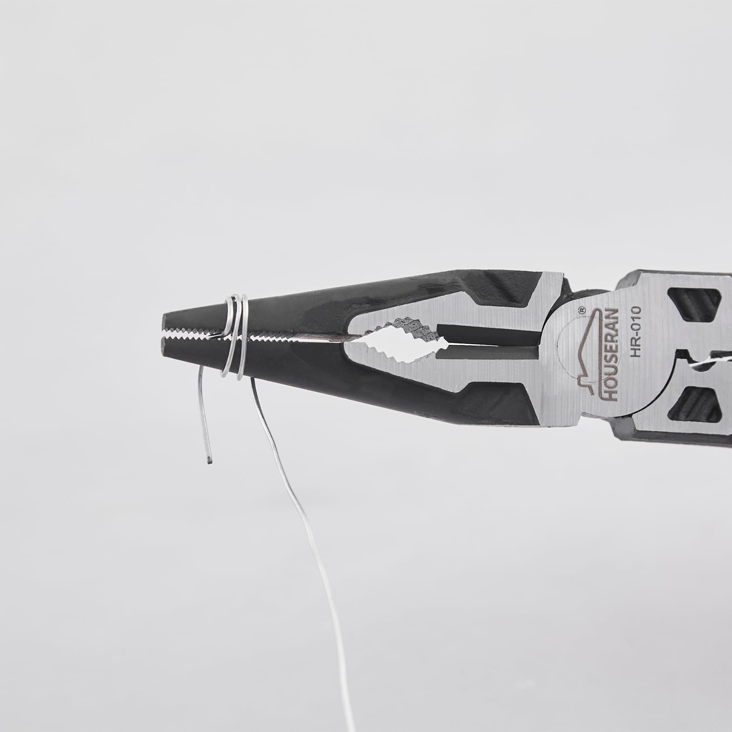 Needle Nose Pliers, HOUSERAN Long Needle Nose Pliers with Wire Stripper and Crimper, 8.3 Inch Long Nose Pliers, Spring Loaded with Safety Lock, 5-in-1 Needle Nose for Bending, Crimping, Stripping