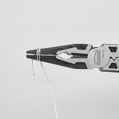 Miniatura 7 de Alicates de punta de aguja, alicates de punta larga HOUSERAN con pelacables y engarzador, alicates de nariz de 8.3 pulgadas de largo, con resorte