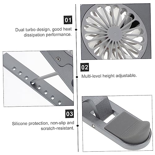 Base para portátil con ventiladores dobles y aluminio gris miniatura 2