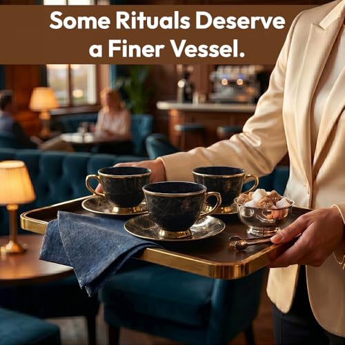 Image of UPC Premium Bone China Cup & Saucer Set (6 Pieces) | Elegant Solid Color Tea Coffee Cups | Lightweight, Durable & Glossy Finish | Ideal for Home, Office & Gifting