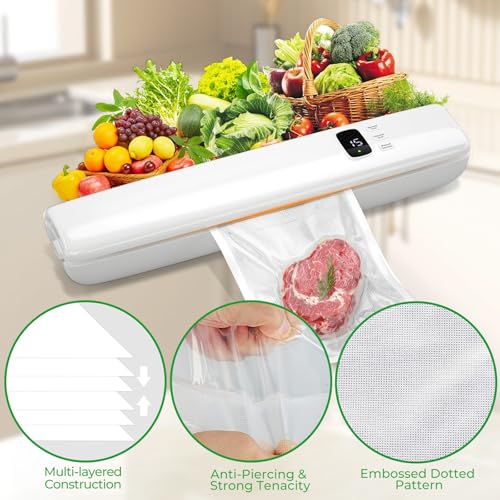 Image of Vacuum Sealer Bags,50 PCS 6 inchx10 inch Textured Vacuum Sealing Bags,Commercial Grade, BPA Free, Heavy Duty,Great for Food Storage Meal Prep or Sous Vide Cooking.