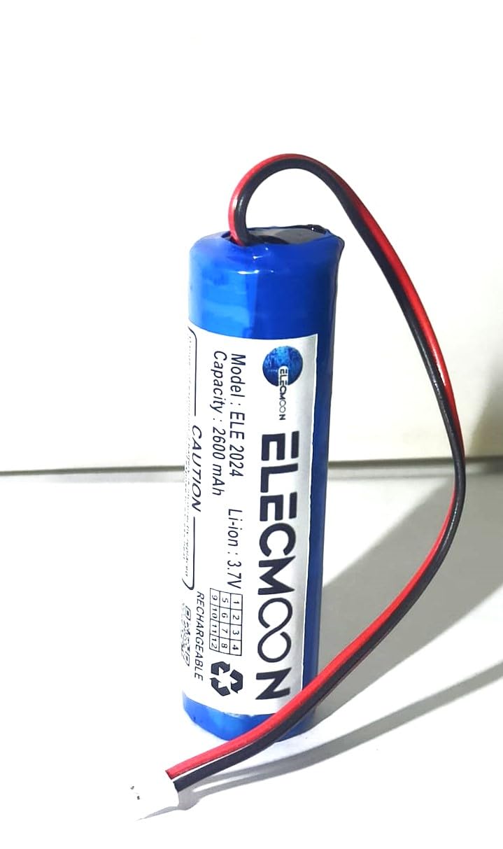 Elecmoon 3.7V 2200mAh Rechargeable Li-ion Battery with Built-in BMS for Auto Charging - High Efficiency Power Solution for Electronics, Solar Projects, and Backup Systems (2600)