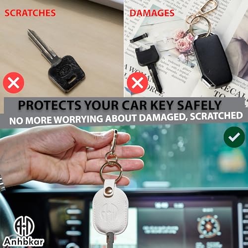 Image of Leather Keys Sleeve for Broken Car Key Loop Replacement - Cute Keychain Cover - Protector, Holder for Men & Women