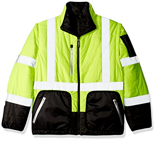 Radians SJ510-3ZGS-L - Chaqueta acolchada reversible con mangas con cierre de cremallera, tamaño grande (1 por paquete), color amarillo y gris carbón, talla L
