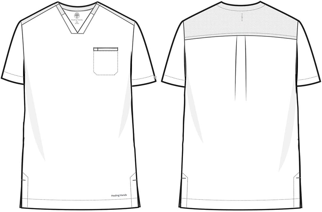 Healing Hands Men's Medical Scrub Top Spencer with 1 Pocket, Moisture Wicking, 360° Stretch & Recycled Fibers - 2381 - Image 6