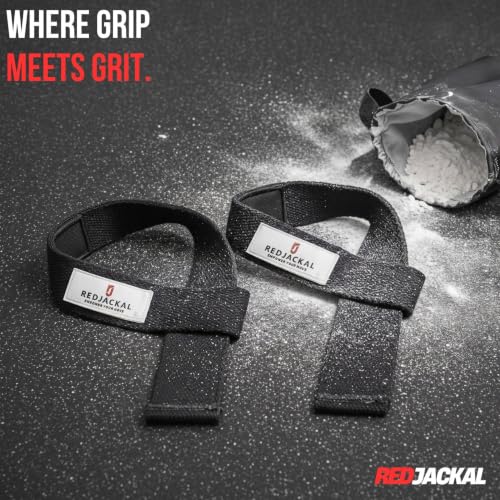 Image of REDJACKAL Single Loop Lifting Straps for Weightlifting - Heavy Duty Padded Cotton Deadlift Straps for Men & Women - Powerlifting, Bodybuilding & Gym Strength Training | 1 Pair Black