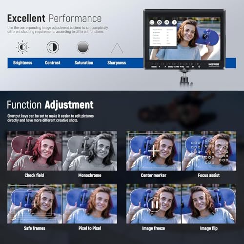 Image of NEEWER F100 7 inch Camera Field Monitor Updated Version, 450nit HD Video Assist IPS 1280x800 HDMI 1080p Peak Focus Histogram, F750 Battery, 360 Ball Head for DSLRs Handheld Stabilizer Film Making Rig