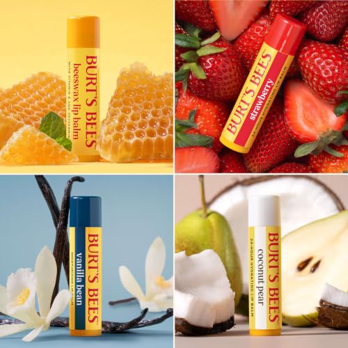 Image of Burt's Bees Lip Balm, Classic Flavor Pack, 0.15 oz., 4 Tubes | Four Flavors, Lip Moisturizer with Beeswax, Tint-Free, Natural Origin Conditioning Treatment, Easy to Take Anywhere