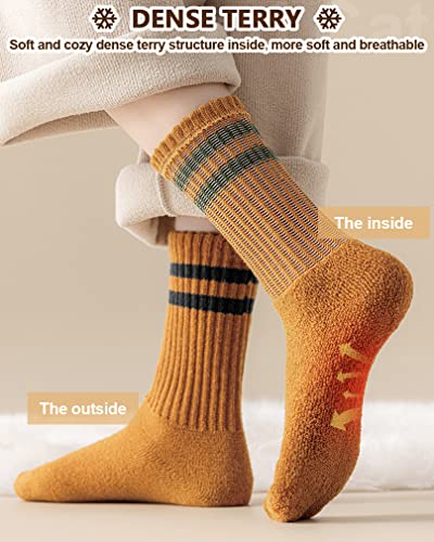 Image of IIG 3-5 Pairs Womens Super Thick Warm Winter Crew Socks Cute Fashion Knit Cozy Socks Gifts for Women