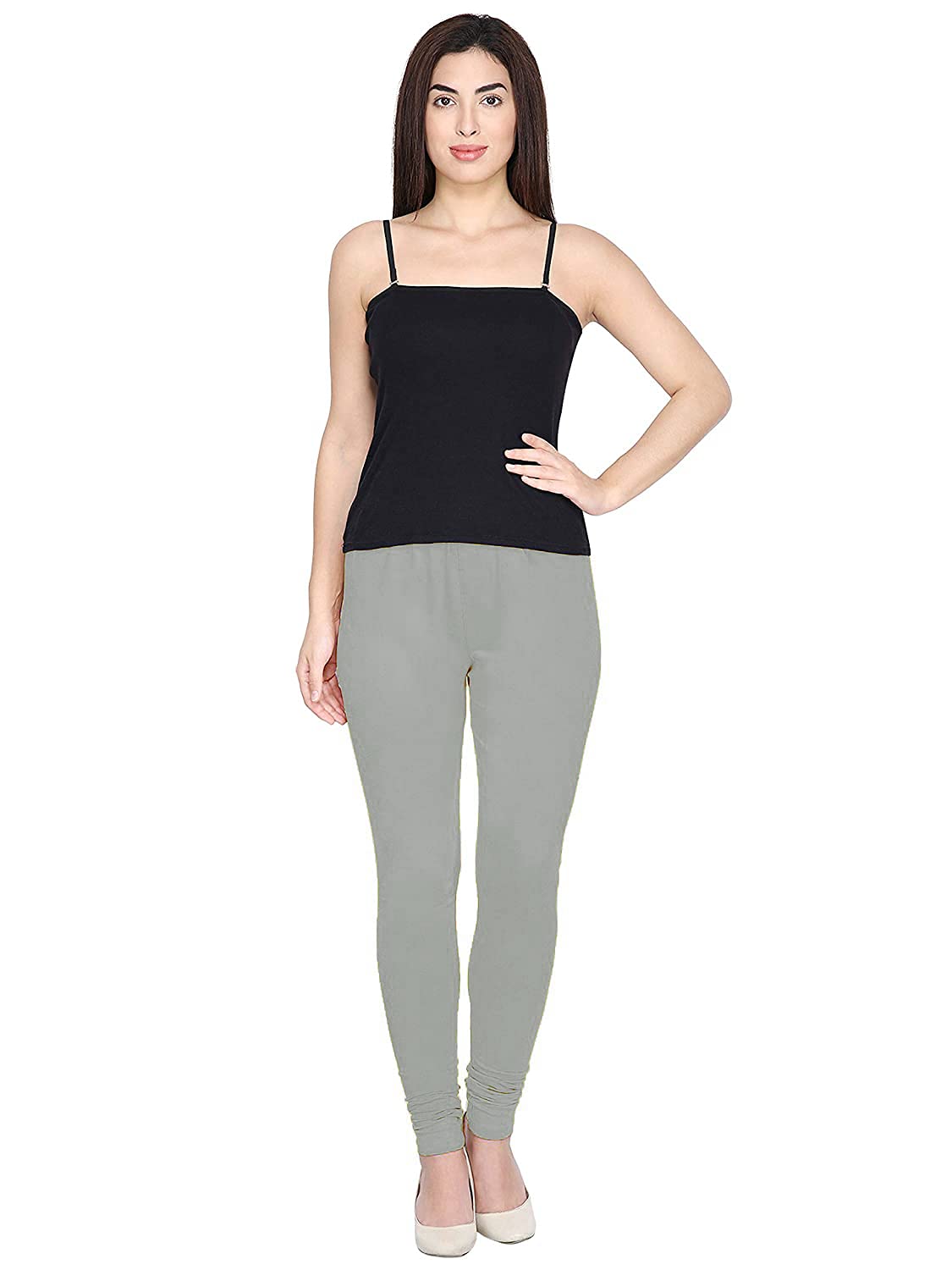 Shasmi Women's Stretch Leggings Com Chudidar Grey Light 95_Steel M