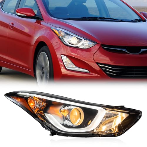TODO Headlights with LED DRL Assembly Compatible with 2014 2015 2016 Hyundai Elantra Sport Limited Head Light with LED Side Marker Light Replacement 92102-3Y510 Passenger Right Side