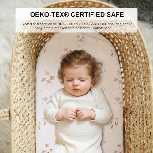 Image of Little Grape Land Bassinet Sheets for Baby Boys Girls 4 Pack (Dew)