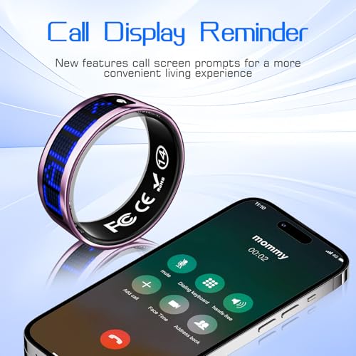 Image of Smart Ring for Women & Men, Fitness & Health Tracker with Display Screen, IP68 Waterproof Smart Rings for Health Monitoring, Fitness Tracker Ring with Call Notification, No App Fe