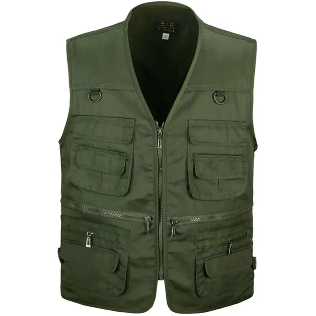 Primavera Autunno Uomo Gilet Da Pesca All'aperto Multi-Tasca Senza Maniche Gilet Tattico Caccia Escursionismo
