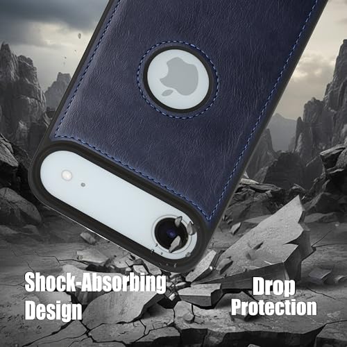 Image of Leather Case for Apple iPhone 17 Air Premium Protective Stylish Slim Cover with Shockproof Raised Edges Blue
